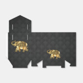 Elegant Gold Paisley Floral Elephant, Black Damask Geschenkschachtel (Ungefaltet)