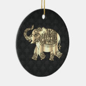 Elegant Gold Paisley Floral Elephant, Black Damask Keramik Ornament (Rechts)
