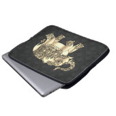 Elegant Gold Paisley Floral Elephant, Black Damask Laptopschutzhülle (Vorne Knopf)