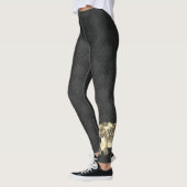 Elegant Gold Paisley Floral Elephant, Black Damask Leggings (Links)