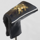 Elegant Gold Paisley Floral Elephant, Lederlook Golf Headcover (3/4 Vorderseite)