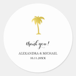 Elegant Gold Palm Tree Vielen Dank Gastgeschenk Ho Runder Aufkleber