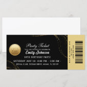 Elegant Gold Party Ticket Invitation (Vorne/Hinten)