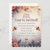 Elegant Gold & Pastel Birthday Invitation | Moder Einladung (Vorne/Hinten)