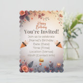 Elegant Gold & Pastel Birthday Invitation | Moder Einladung (Stehend Vorderseite)