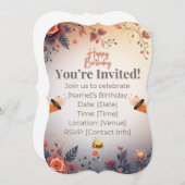 Elegant Gold & Pastel Birthday Invitation | Moder Einladung (Vorne/Hinten)