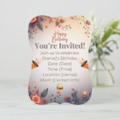 Elegant Gold & Pastel Birthday Invitation | Moder Einladung (Stehend Vorderseite)