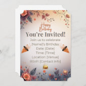 Elegant Gold & Pastel Birthday Invitation | Moder Einladung (Vorne/Hinten)