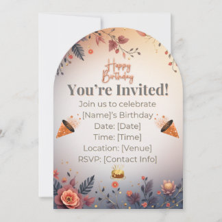Elegant Gold & Pastel Birthday Invitation | Moder Einladung