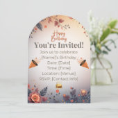 Elegant Gold & Pastel Birthday Invitation | Moder Einladung (Stehend Vorderseite)