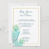 Elegant Gold Peacock Baby Shower Einladungen (Vorderseite)