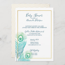 Elegant Gold Peacock Baby Shower Einladungen