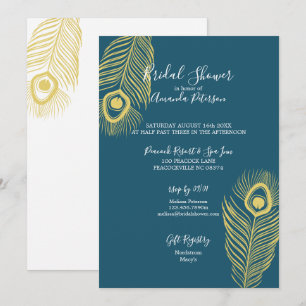 Elegant Gold Peacock Bridal Einladungen