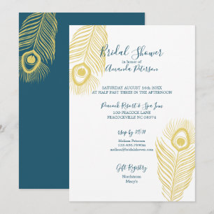 Elegant Gold Peacock Bridal Einladungen