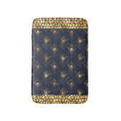 Elegant Gold Peacock Navy Blue Print Stilvoll Badematte (Vorderseite Vertikal)