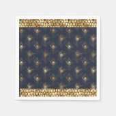 Elegant Gold Peacock Navy Blue Print Stilvoll Serviette (Vorderseite)