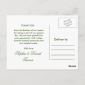 Elegant Gold Peacock Wedding Vielen Dank Postkarte (Rückseite)