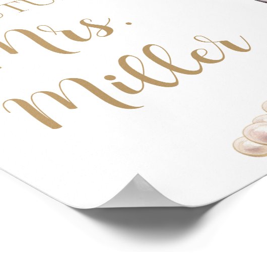 Elegant Gold Pearls und Prosecco Future Frau Sign Poster (Ecke)