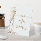 Elegant Gold Pearls und Prosecco Future Frau Sign Sockelschild (In SItu)