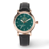 Elegant Gold Personalized Emerald Green Dial – Cus Armbanduhr (Vorderseite)
