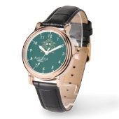 Elegant Gold Personalized Emerald Green Dial – Cus Armbanduhr (Winkel)