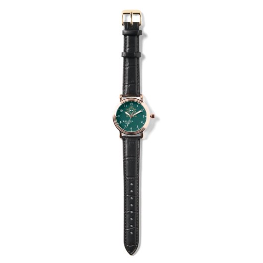 Elegant Gold Personalized Emerald Green Dial – Cus Armbanduhr (Gurtband)