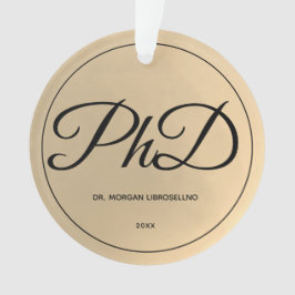 Elegant Gold PhD Abschluss Name Year Ornament