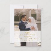 Elegant Gold Photo Save the Date Islamic Wedding  (Vorderseite)