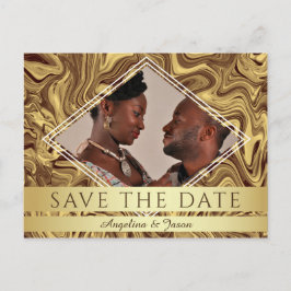 Elegant Gold Photo Wedding Save The Date Ankündigungspostkarte