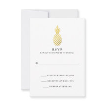 Elegant Gold Pineapard Wedding RSVP