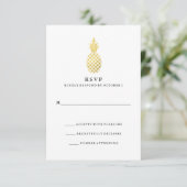 Elegant Gold Pineapard Wedding RSVP Karte (Stehend Vorderseite)