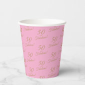 Elegant Gold Pink 50 Fantastischer Geburtstag Pappbecher (Vorderseite)