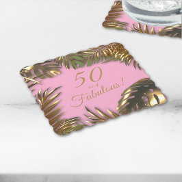 Elegant Gold Pink 50 Fantastischer Geburtstag Untersetzer