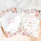 Elegant Gold Pink Floral Mis Quince Años Birthday Einladung