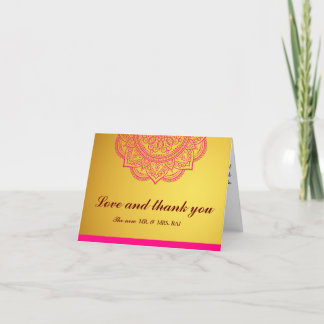 Elegant Gold Pink Paisley Indian Hindu Wedding Tha Dankeskarte