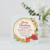 Elegant Gold & Poinsettia Christmas Party (Stehend Vorderseite)