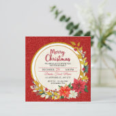 Elegant Gold & Poinsettia Christmas Party (Stehend Vorderseite)