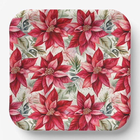 Elegant Gold Poinsettia Flower Pappteller (Vorderseite)