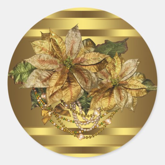 Elegant Gold Poinsettia Stickers (Vorderseite)