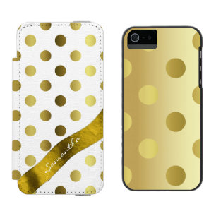 Elegant Gold Polka Dot iPhone 5S Wallet Case Incipio Watson™ iPhone 5 Geldbörsen Hülle