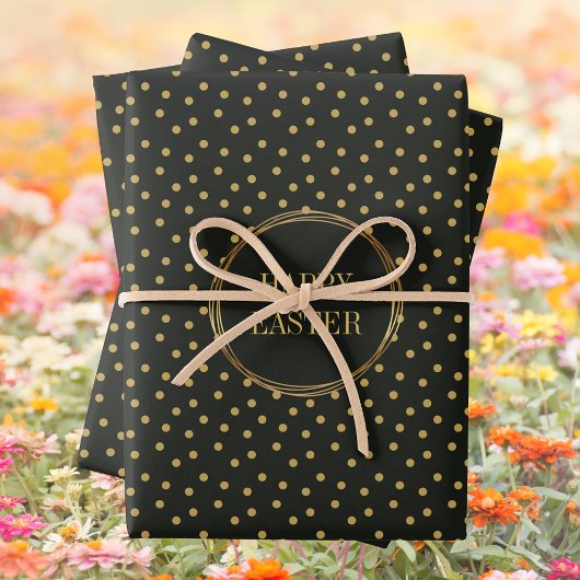 Elegant Gold Polka Dots Christlich Happy Oaster Geschenkpapier Set