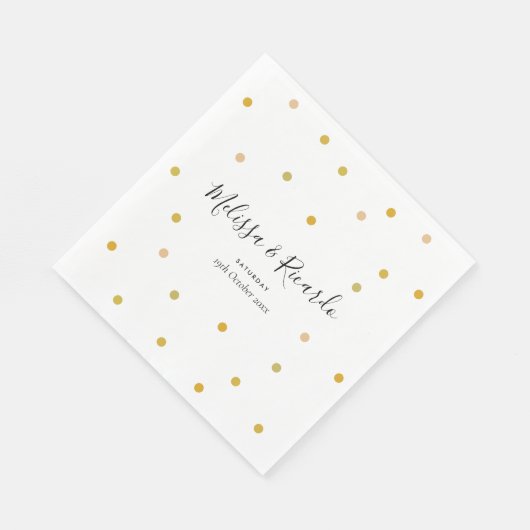 Elegant Gold Polka Dots Wedding Serviette (Ecke)