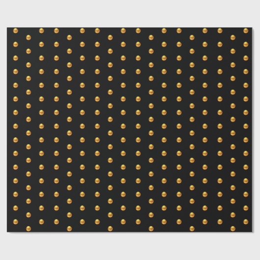 Elegant Gold Polka Punkte auf schwarz Geschenkpapier (Flach)