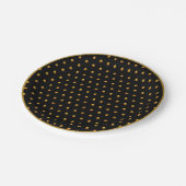 Elegant Gold Polka Punkte auf schwarz Pappteller (Schrägansicht)