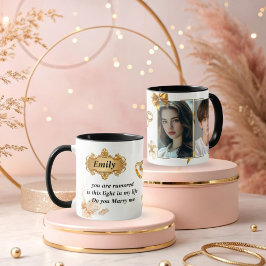 Elegant Gold Proposal Mug - "Will You Marry Me" Cu Tasse