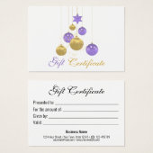 Elegant Gold Purple Christmas Ornament Gift Card (Vorne & Hinten)