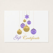 Elegant Gold Purple Christmas Ornament Gift Card (Vorderseite)