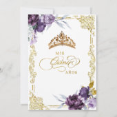 Elegant Gold Purple Princess Quinceanera Einladung (Rückseite)