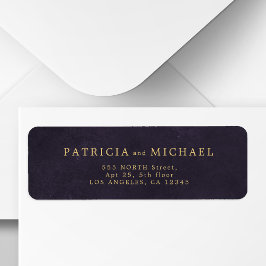 Elegant gold purple wedding return address