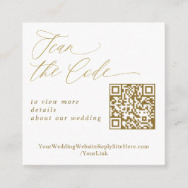 Elegant Gold QR Code Wedding Website Begleitkarte